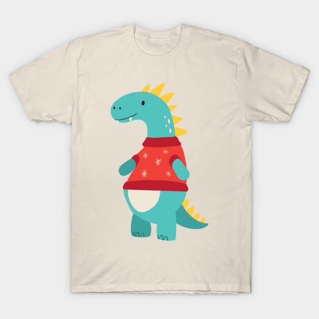 Dinosaur at winter time T-Shirt by chillstudio